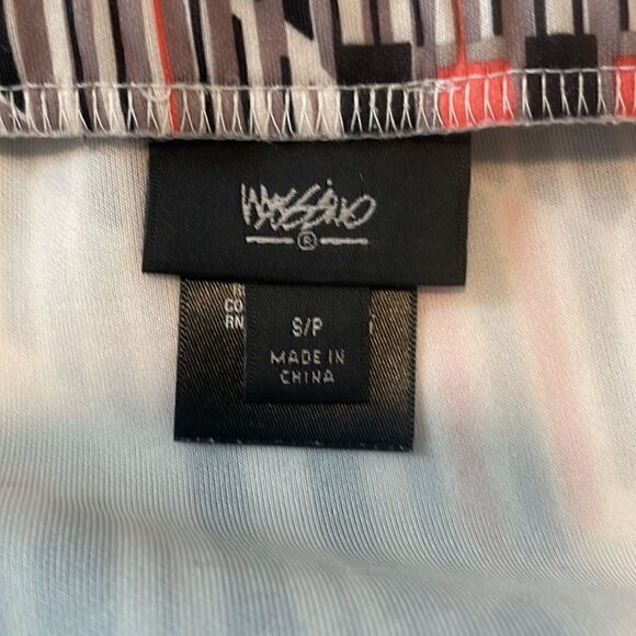 MOSSIMO Summer midi pencil skirt stretchy black white coral tribal print S - Picture 3 of 4